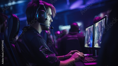 Young Gamer Competing in Esports Tournament - Gaming in Action