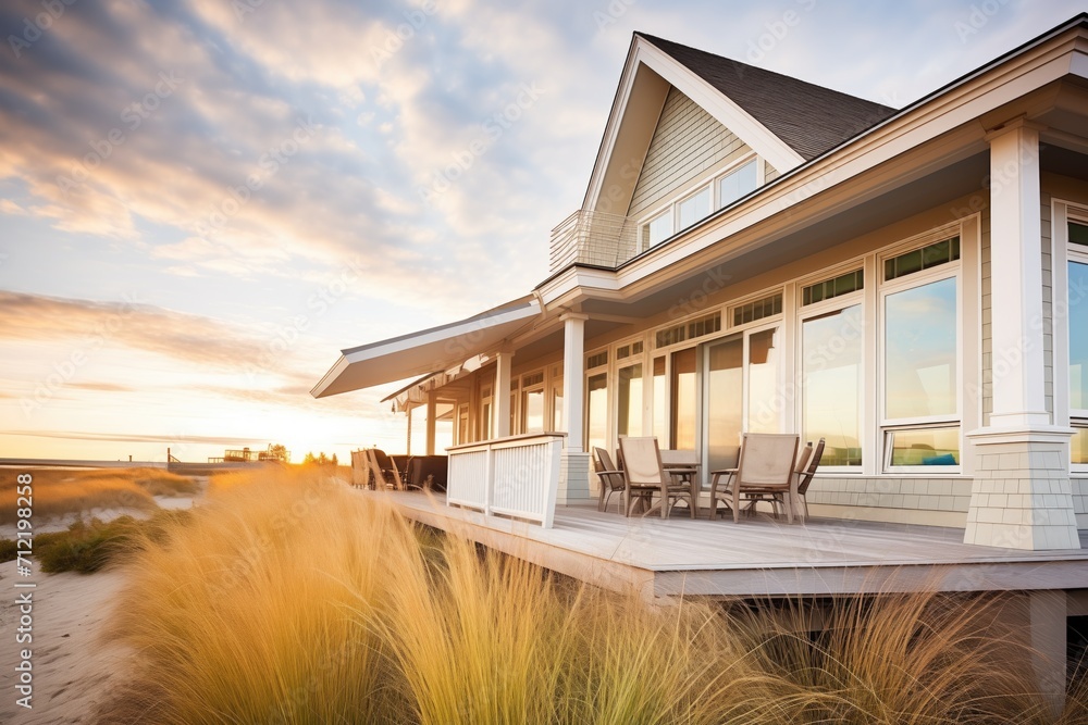 beachstyle cape cod house with dune grass