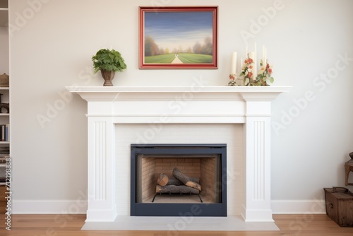 georgian style fireplace mantel adorned with dentil molding photo