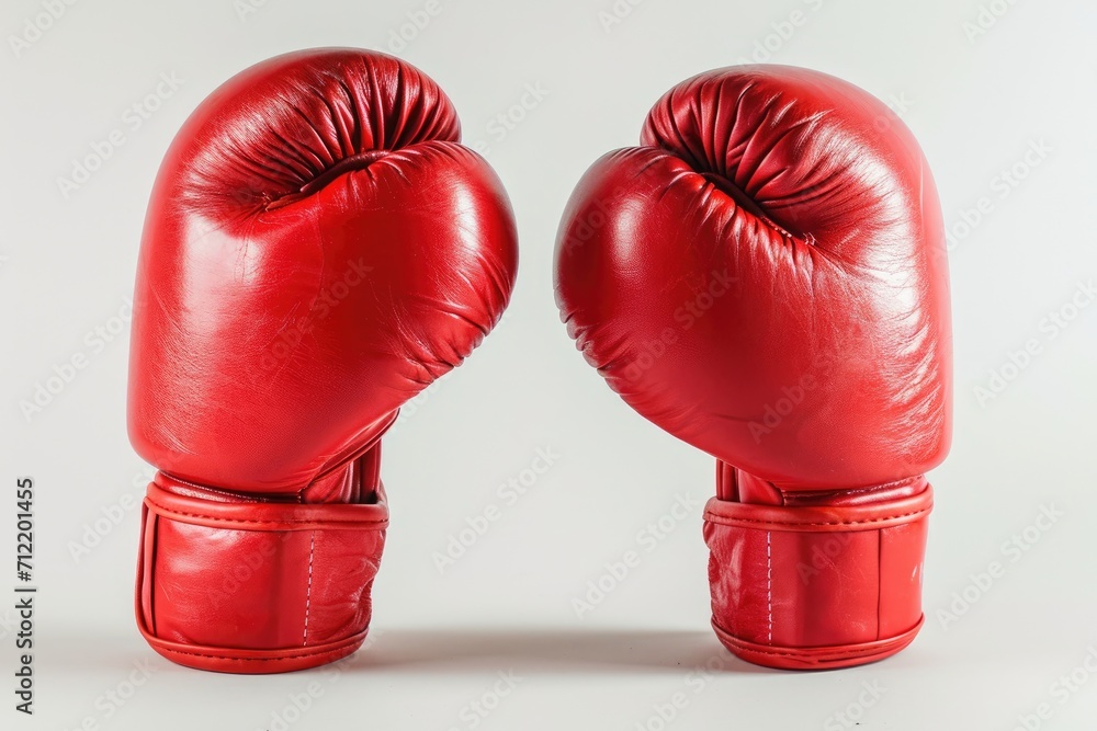 White background with a pair of red boxing gloves