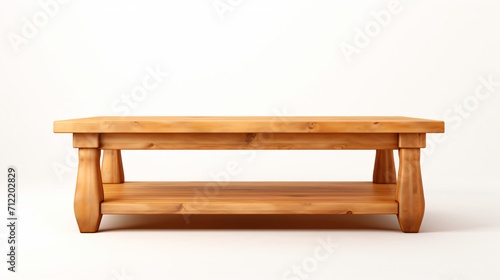 Wooden living room table isolated on white background
