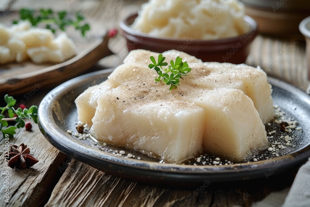 Pork fat on a plate Pork fat on a plate