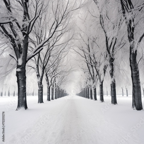 White and black winter trees image Generative AI