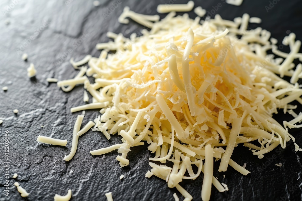 Cheese scattered on dark surface Cheese scattered on dark surface
