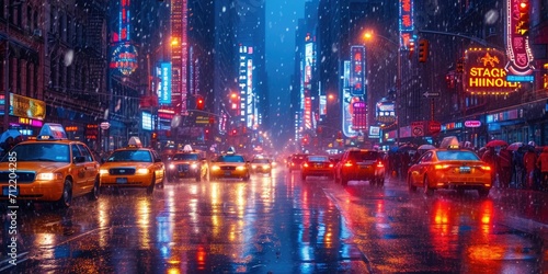  Bustling City Street Night © daisy