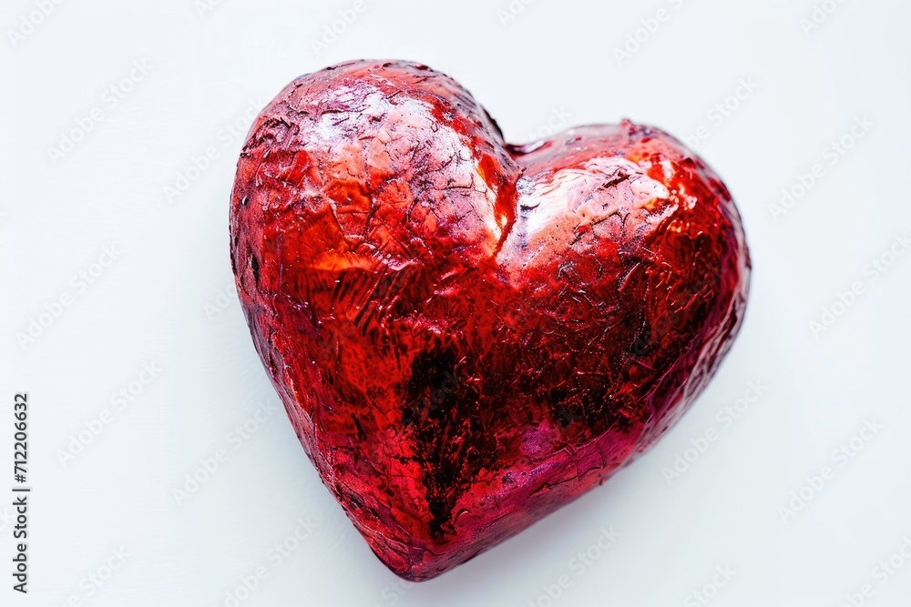 White background with a red heart White background with a red heart