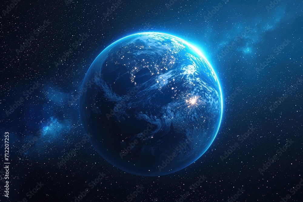 Futuristic Blue Earth Background