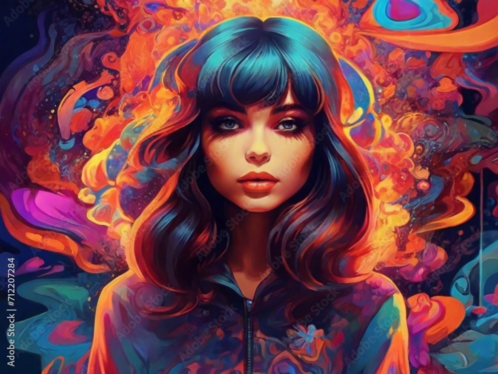 A girl. Psychedelic style art A girl. Psychedelic style art