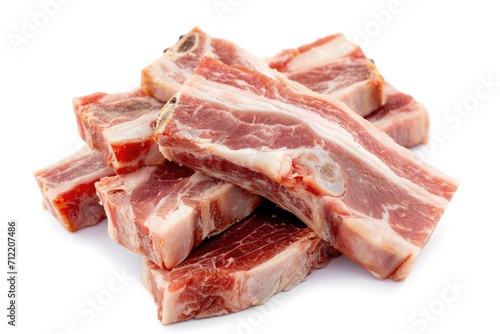 White background with pork fatback pieces photo