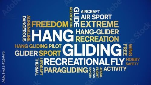 Hang Gliding animated word cloud;text design animation tag kinetic typography seamless loop. photo