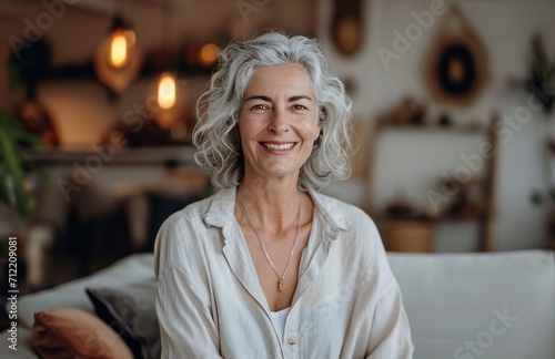 woman smiling in living room
