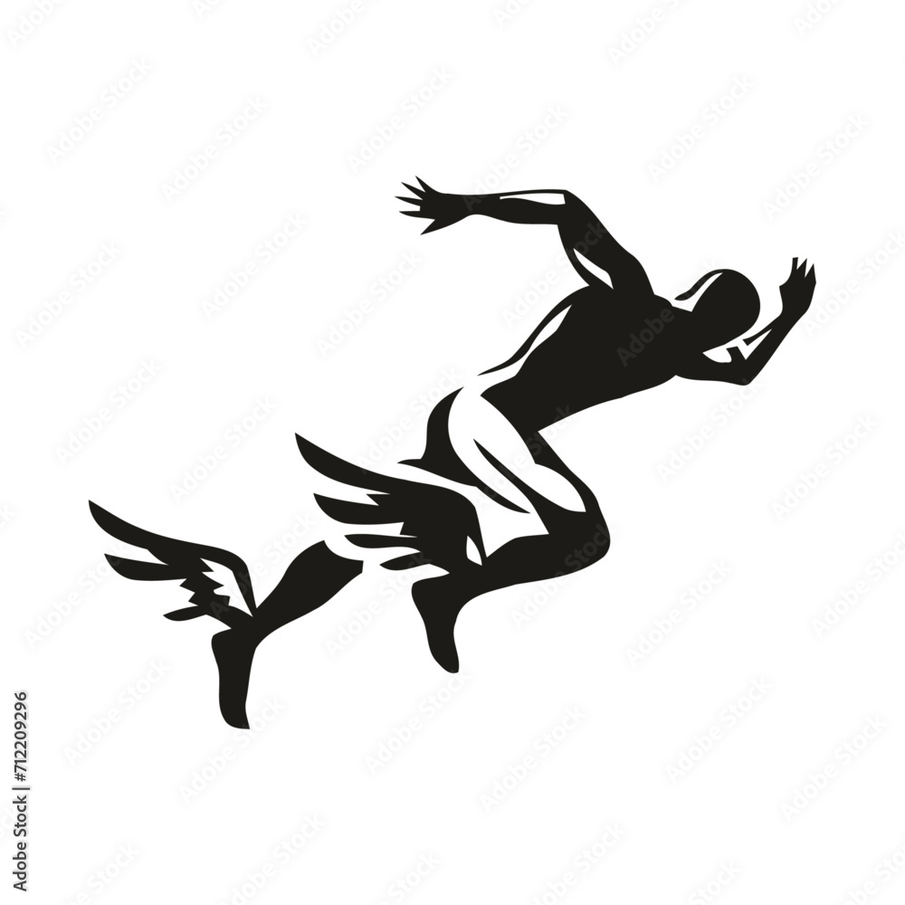 Running man. with wings Vector illustration created in the topic