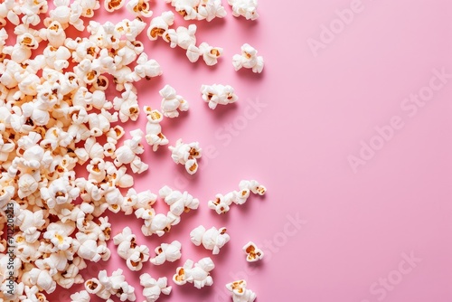 Popcorn against pink backdrop