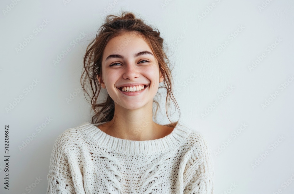 smiling happy woman laughing in studio portrait smiling happy woman laughing in studio portrait