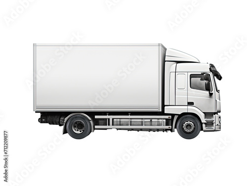 realistic, highly detailed picture of a white truck, side-view, black and white on white background - © Fatima