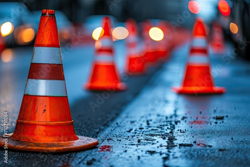 Traffic cone is a temporary device to direct traffic away from road repairs