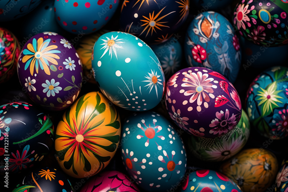 AI Generated Image of Full frame of beautiful dyed Easter eggs AI Generated Image of Full frame of beautiful dyed Easter eggs