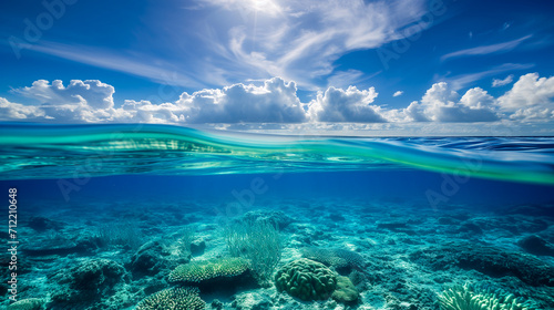 Nature photography above the water in which you can see both the seabed and the sky