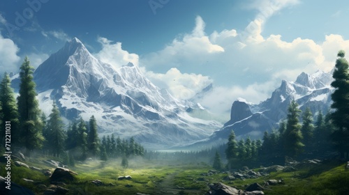 Breathtaking Mountain Landscape Under Clear Sky