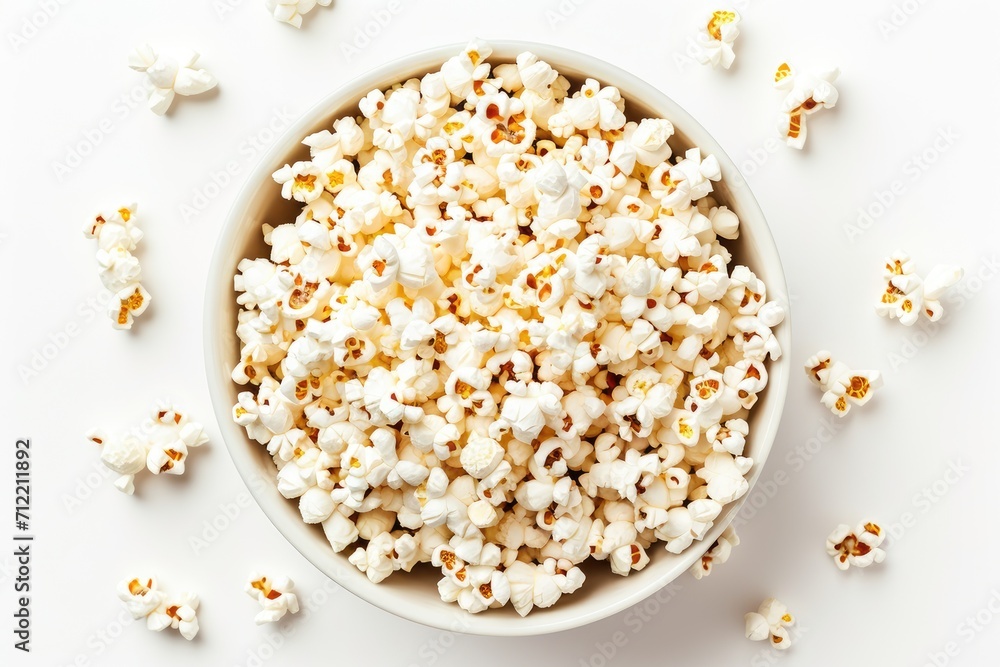 White background top view of isolated popcorn bowl White background top view of isolated popcorn bowl