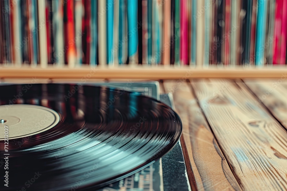 Vinyl record collection with space for titles in vintage style Vinyl record collection with space for titles in vintage style