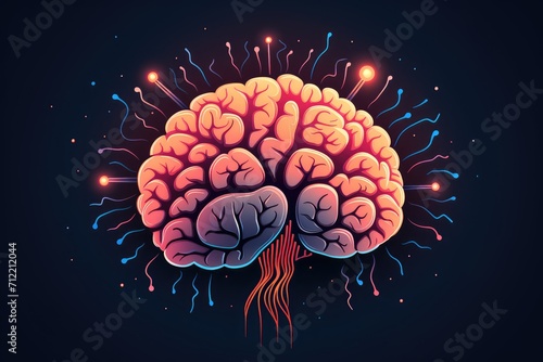 3D Icon Brain Symbol Cognitive dissonance, creative performance, neurological basis of creativity. Neuroimaging brain. Neurological disorders and neurodiversity collaborative process of brainstorming photo