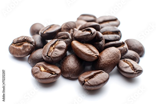 Coffee beans roasted and isolated on white background