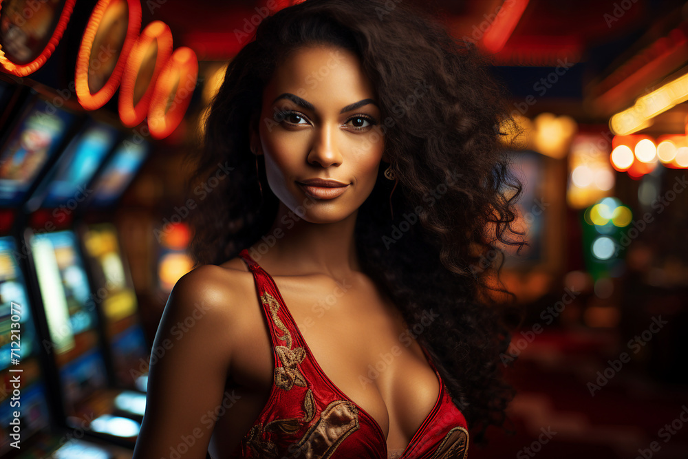 Concept of casino games poker slots free spins chips cards dice players las vegas Generative AI picture Concept of casino games poker slots free spins chips cards dice players las vegas Generative AI picture