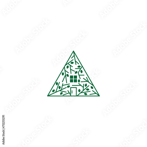 cabin tree icon logo design vector
