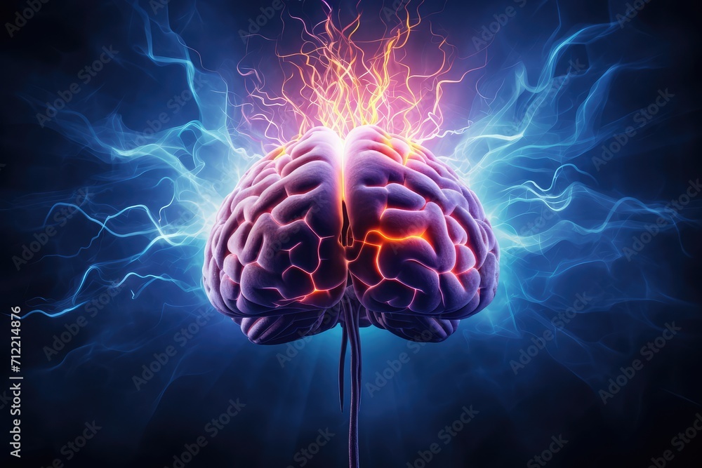 Brain lightning mind, axon thunderbolt flashes, cognitive energy bursts