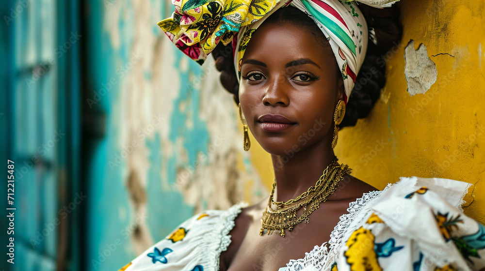 Fototapeta premium Cuban woman in traditional costume.