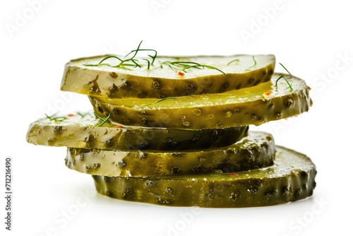 Isolated white background stack of dill pickle chips
