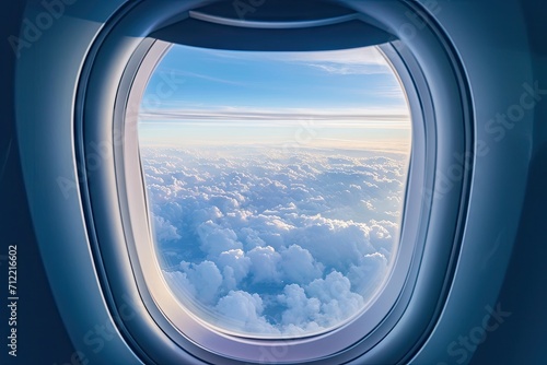 Aerial scenery through airplane window