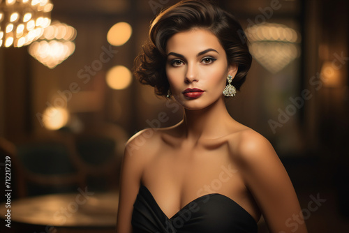 Creative graphics generative ai collage illustration of stunning gorgeous person in elegant outfit celebrate vip party