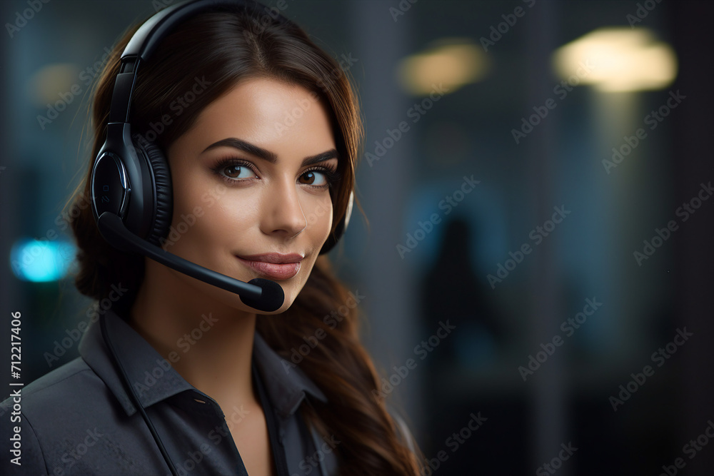 Generative AI portrair of happy smiling successful busy person working in office Generative AI portrair of happy smiling successful busy person working in office