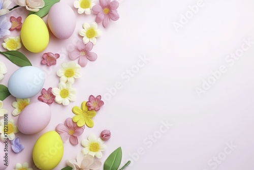 easter eggs and flowers  Easter background  Easter holiday