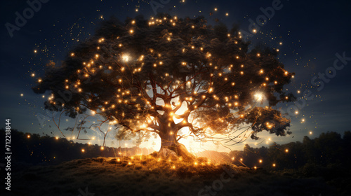 Lighting around the tree.