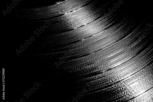 Vinyl record rotating in a macro shot