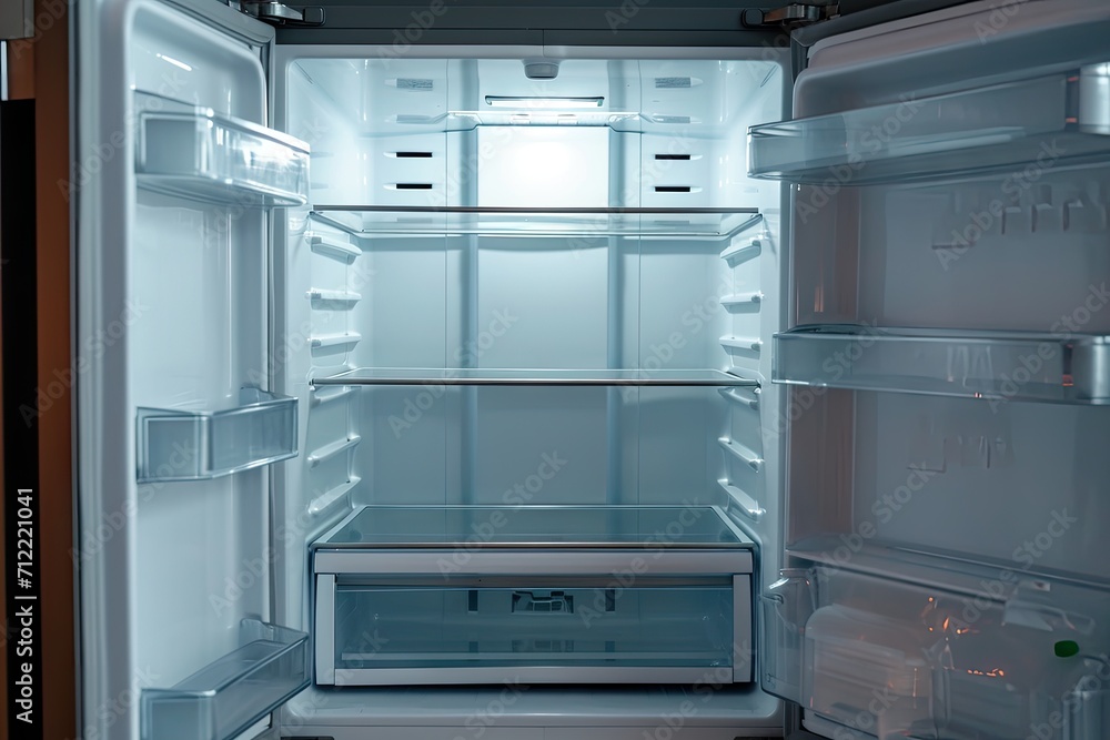 Modern home s empty refrigerator open Modern home s empty refrigerator open