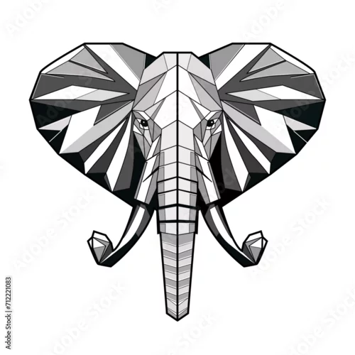 Fototapeta Vector illustration of an elephant head origami style on separate white background