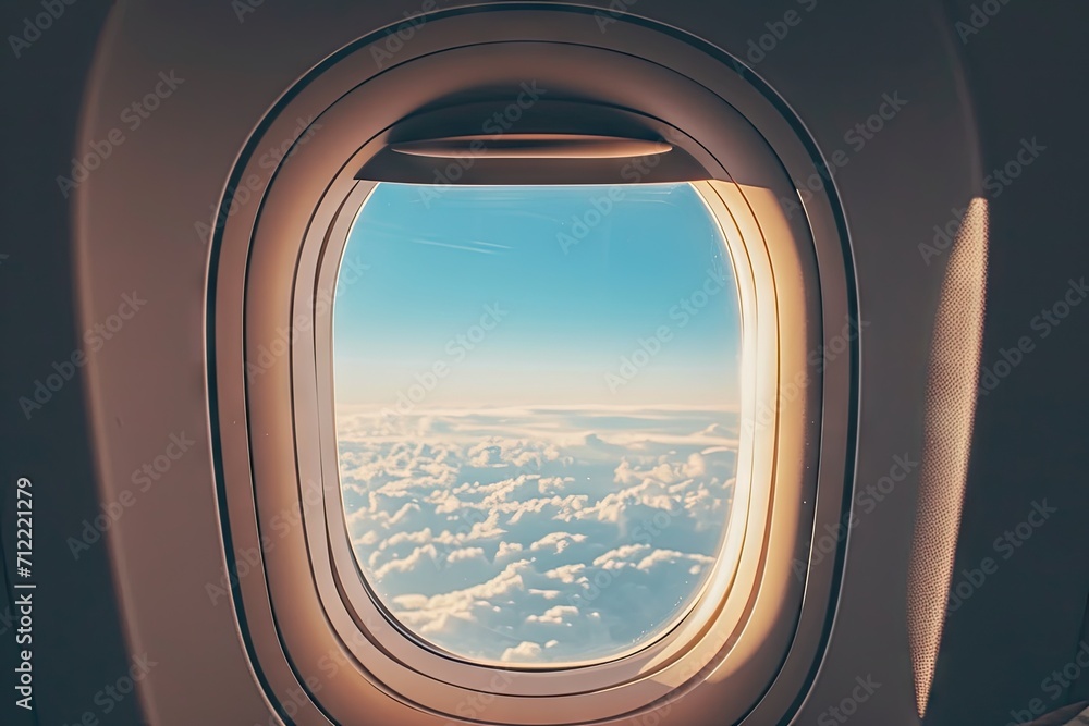 Airplane window isolates customer view from outside Airplane window isolates customer view from outside