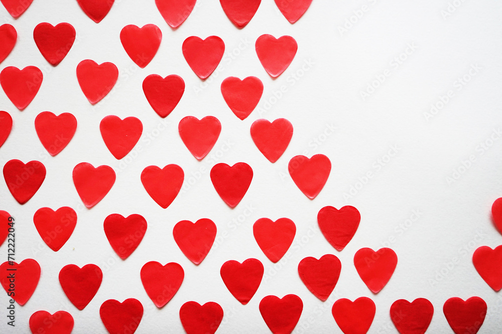 Red hearts on a white background