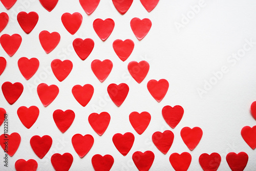 Red hearts on a white background