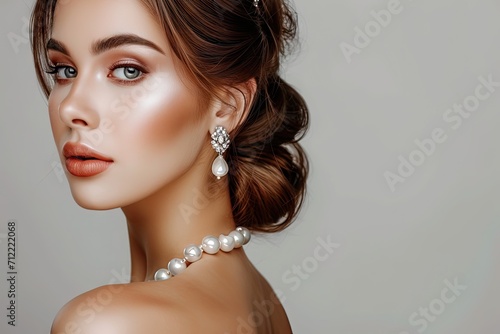 Stunning lady with stylish accessories and charming hair