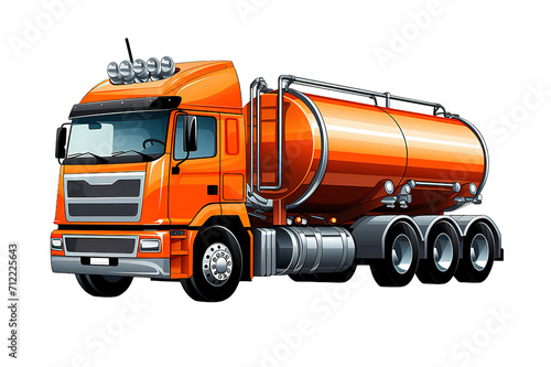 Logistics concept. Fuel truck moving from right to left isolated on a Transparent background. Generative AI
