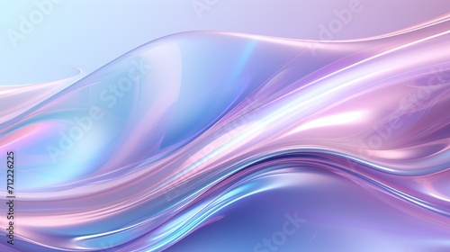 Luxury shinny iridescent pierl liquid wave background. Light emitter glass with iridescent holographic vibrant gradient wave texture concept. Generative AI.