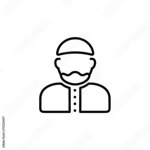 Muslim man line icon isolated on transparent background