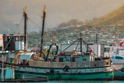 Ships in False Bay at Kalk Bay near Cape Town in South Africa photo