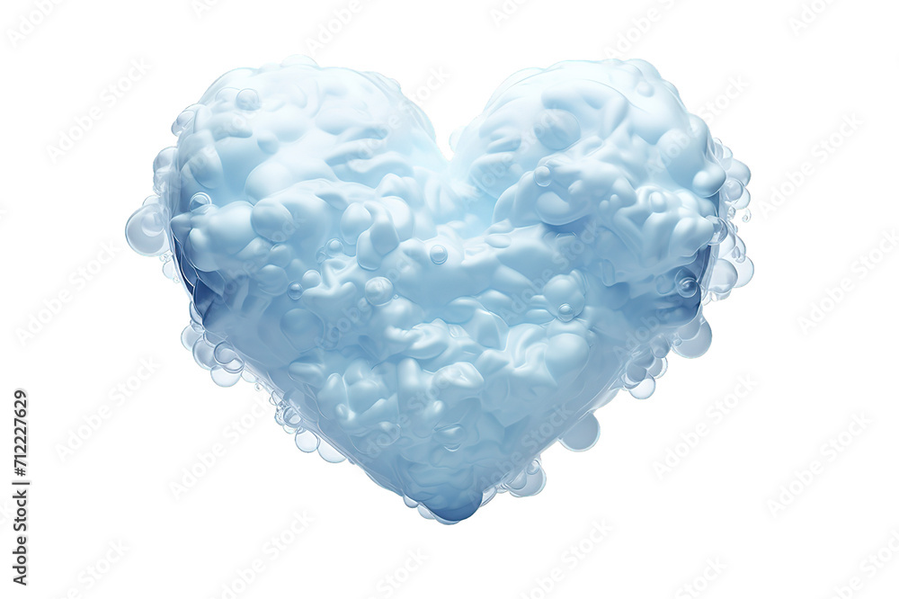 heart cloud and blue sky isolated on a Transparent background. Generative AI