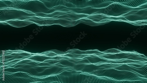 Technology digital wave background concept. Beautiful motion waving dots texture with glowing defocused particles. Cyber or technology background.